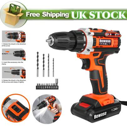 21V Cordless Drill Set Electric Combi Drills Driver Screwdriver 45Nm, With Rechargeable 1500 MAh Battery & LED Work Light, With 18+1 Torque Setting, 16PCS Accessories,2 Variable Speed, Home And Garden DIY Project Kit