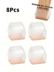 4/8pcs Universal Square Transparent Silicone Chair Leg Covers, Suitable For Dining Tables, Chairs, Stools, Protective Pads To Prevent Scratches And Noise, Non-Slip Bottom To Prevent Floor Damage (Medium/Large) - Multicolor - View 9