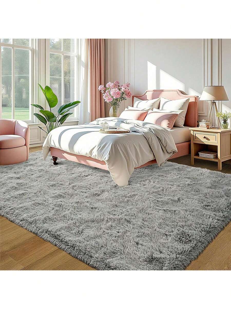 1 Pcs Living Room Rugs Carpet Alfombra Para Sala Rug For Bedroom Bedroom Decor Area Rug For Living Room, 60x90/60x120 Grey High Pile Shag Rug, Ultra Soft Fluffy Anti-Slip Floor Mat, Machine Washable Stain Resistant Pet Carpet, Modern Minimalist Indoor Rug For Bedroom Office