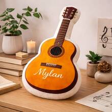 Personalized Guitar Pillow With Name, Custom Name Acoustic Guitar Plush Pillow, Music Lover Gift, Soft Decorative Pillow For Bedroom - Multicolor - View 3