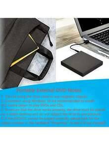 超薄便携式 USB 2.0 外置 DVD 刻录机/读写器 | 即插即用，无需驱动程序 | 适用于笔记本电脑、台式机、平板电脑、智能手机的紧凑型 CD/DVD 光驱 | 外置 CD 光驱，可用于笔记本电脑数据备份、电影播放和游戏 | 时尚黑色光驱，带电源线，兼容 Windows 系统