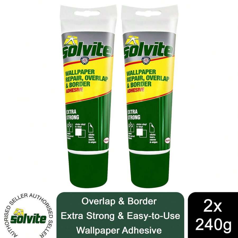 Solvite Overlap And Border Extra Strong Wallpaper Adhesive 240g 2 Pack, Easy To Use Paste Designed For Wallpaper Borders And Overlaps With Reliable Grip - A - View 1