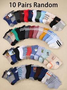 20/10/5 Pairs Soft Baby Boat Socks, Dinosaur & Animal Patterns, Toddler Boys' Athletic Socks, Striped Design, Comfortable Breathable Non-Slip, 0-36 Months, Suitable For Daily Wear All Seasons, Baby Socks, Toddler Socks, Boat Socks, Non-Slip Socks, Valentine's Day Gift, Back To School Gift, Newborn Essential, Random Style/Color