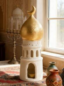 Chân nến Ramadan màu trắng trang nhã và độc đáo này, được trang trí bằng hình trăng lưỡi liềm và ngôi sao mạ vàng, là một món đồ trang trí nhà lý tưởng cho phòng khách, phòng ngủ hoặc bàn cà phê, và cũng là một món quà Eid tuyệt vời. - Nhiều màu - Xem 5