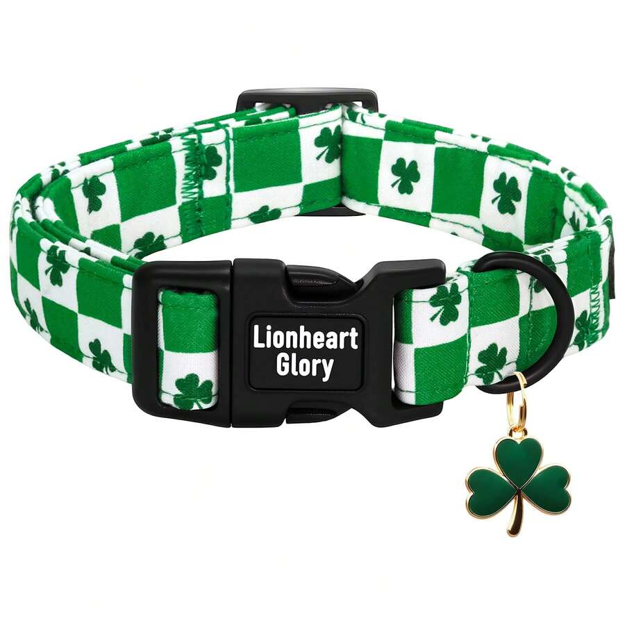 Vòng cổ cho chó Lionheart Glory ngày lễ Thánh Patrick, hình cỏ ba lá may mắn màu xanh lá cây dễ thương, mềm mại, có thể điều chỉnh, dành cho chó cái và chó đực, vòng cổ thú cưng mùa xuân ngày lễ. - Màu xanh Ô liu - Xem 1