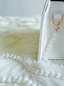 1pc Women's Shoulder Bag - Elegant Pearl Rhinestone Design, White Polyester With Buckle Closure - Wedding Party & Honeymoon Travel | Hand Wash Or Dry Clean | Ins Style Matching Clothes - Multicolor - View 2