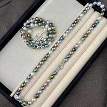 10mm Morandier Mixcolor Tahitian Pearl Necklace, Peacock Green Black Gray, Fashion Minimalist Necklace For Women, Suitable For Daily Wear And Valentine's Day Gift, Comes With Elegant Gift Box Packaging,Mom,Mother,Mother's Day,Gift - Picture Color - View 25