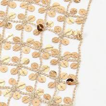 Women's Sequins Scarf Belly Dance Waist Belt,Back To School Season,Sparkly Head Scarf Fringe Shawl Wrap Sparkle Necktie For Party,Personalized Openwork Decorative Scarf,Valentine's Day - 金色 - 查看 6