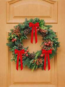 12/6/1 Pcs Christmas Tree Bow Decorations, Holiday Ribbon Gifts Bows, Christmas Gifts, Party Background Decor Bows, Holiday Wreaths, Crafts, Birthday Gift Decor, Christmas Gift Decor, Tabletop Centerpieces, Gift Wrapping Bows. Ideal For Holiday Gift Packaging And DIY Projects. Velvet Ribbon, For Christmas Tree Decoration, Christmas Tree Bows. Valentine's Day Gift Decor - Multicolor - View 4