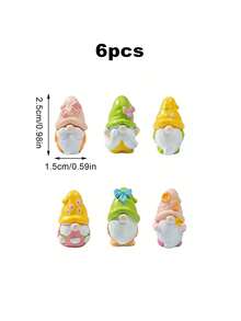 6个迷你树脂花朵小矮人摆件，迷你春季蝴蝶花朵小矮人装饰品，适用于DIY仙女花园、生日派对礼物填充物、微景观工艺品、玻璃容器、盆栽植物装饰、汽车内饰配件、家居装饰、书架、客厅场景、主题派对、礼品袋填充物。