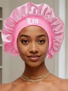 1pc Satin Sleep Cap, Personalized 12 Zodiac Sign Pattern Satin Wide Brim Elastic Sleep Hat, Satin Hair Cap (Random Print Pattern) - Pink Constellation SM10 - View 28