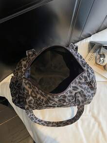 大容量手提包，纯色尼龙单肩包，女士休闲旅行手提包 - 灰色 - 查看 6