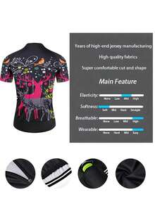 Max Storm Women's Short Sleeve Cycling Jersey, Made Of Polyester, Cartoon Pattern, Round Neck, Raglan Sleeve, Regular Length, Breathable, Reflective, 3 Rear Pockets, Suitable For Mountain Bike And Road Bike Summer - Multicolor - View 4