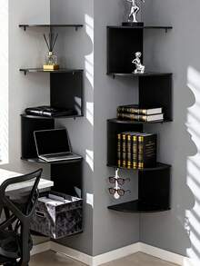 1pc Multi-Layer Moon & Star Shaped Corner Wall Shelf, Floating Corner Storage Rack With Decorative Elements For Living Room, Bedroom And Bathroom, Suitable For Boho Style Home - Multicolor - View 12