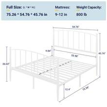 Allewie Full/Queen/King Size Bed Frame, Metal Platform Bed Frame With Arched Headboard & Footboard, Mid-Century Modern Style, Under Bed Storage, No Box Spring Needed, Easy Assembly, White - trắng - Xem 9