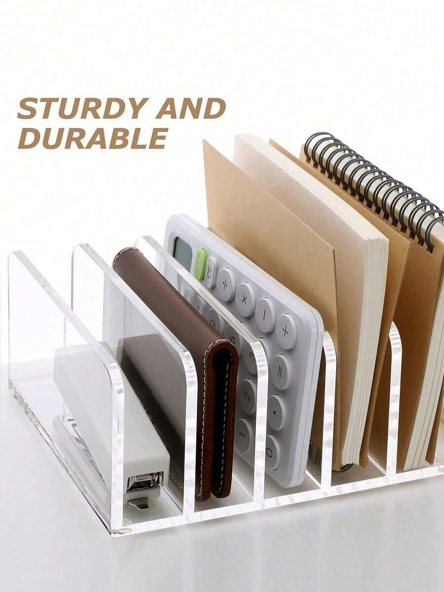 1pc Transparent Acrylic 7-Compartment Eyeshadow Palette Makeup Organizer Display Stand For Vanity Desk - Clear - View 1