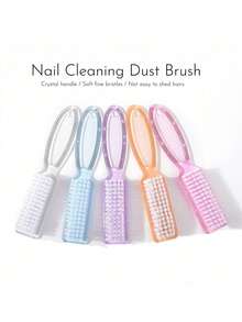 4pcs Semi-Transparent Grey Nail Brushes, Long Handle Nail Cleaning Brushes, Plastic Nail Art Tools - Dust Brush, Beard Brush, Multi-Function Brush - Multicolor - View 9