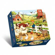Giant Floor Puzzles Farm Animals 70 Pieces For Kids,58x58cm/22.83x22.83inch Large Size Round Jigsaw Puzzle For Toddlers, Birthday Toys Gifts For Girls Boys - Multicolor - View 14