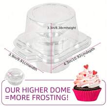 10个/50个/100个独立包装的纸杯蛋糕盒，50个透明塑料纸杯蛋糕盒，一次性单层纸杯蛋糕架（带圆形盖子），可堆叠婚礼煎饼架 - 無色 - 查看 4