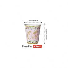 1 Conjunto de Coroa Floral Tema de 1st Aniversário Descartável Pratos, Guardanapos, Copos, Adequado para 25 Convidados, Pratos de Papel Descartáveis Suprimentos de Festa para Aniversário, Casamento, Festa Temática, Piquenique Familiar - Multicolorido - Visão 11
