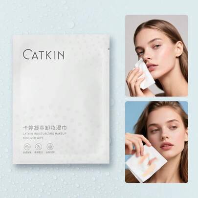  Catkin 保湿卸妆湿巾 5 片装，不含酒精，亲肤温和保湿，适用于面部和眼部，方便旅行携带，轻松卸妆