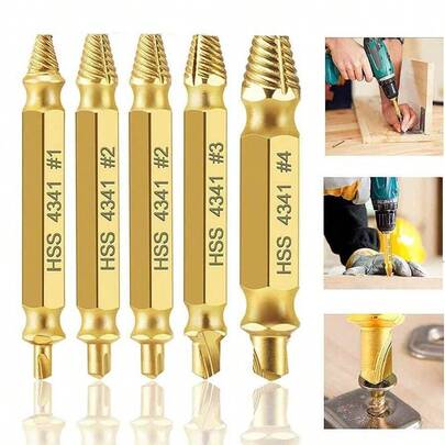 6pcs Gold Dual-Head Broken Screw Extractor, New Universal Screw Remover Tool, Efficient Stripped Screw Removal Specialized Tool, Hardware Repair Disassembly Tool, Suitable For Mechanical Repair, Home Installation, Auto Repair, Hardware Disassembly, Screw Failure Treatment