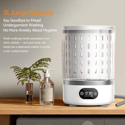 3升/101.5盎司家用迷你一体式洗衣机，便携式洗衣机，可清洗内衣、袜子和小件衣物