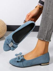 2026秋季新款软底时尚韩版OL休闲尖头鞋 - 藍色 - 查看 4