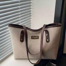 新款极简复古大容量手提包，拉链开口，轻便柔软的单肩包，适合女士日常休闲使用 - 咖啡棕 - 查看 2