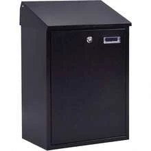 Wall Mounted Mailbox With Large Spaces, Lockable Letterbox With Cover & 2 Keys, Weather Resistant Postbox, Easy To Assemble, Premium Galvanized Steel (Black) - Black - View 1