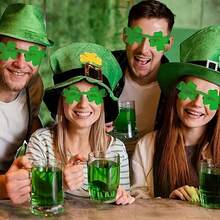 10个圣帕特里克节三叶草玻璃杯 - 爱尔兰绿色三叶草玻璃杯，适合作为派对礼物、小妖精服装和角色扮演游戏 - 彩色 - 查看 1