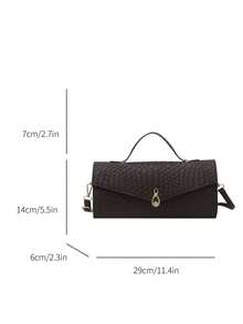 Woven Texture Vintage Design Casual Chic New Clasp Closure Casual Women Shoulder Handbag - Coffee - View 5