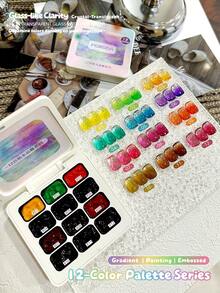 MORDDA 12-Color Nail Art Pigment Palette, Professional DIY Manicure Kit With Metallic Glitter & Holographic Effects, Vibrant Rainbow Colors For Home & Salon Use, Perfect Gift For Nail Enthusiasts & Beginners, Long Lasting Shimmer - Nhiều màu - Xem 1