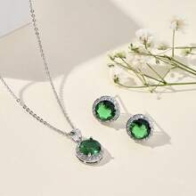 1 Set de joyas de circonita cúbica elegante y de moda, adecuado para citas, fiestas y uso diario de mujeres - Amarillo - Ver 3