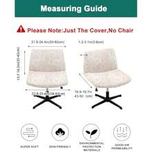 Leather Like Criss Cross Chair Cover, Stretch Mid Back Wide Armless Accent Chair Slipcover, Exquisite Vanity Chair Cover For Dorm Home Desk Office Chair Variant 1 - 仿皮白色 - 查看 2