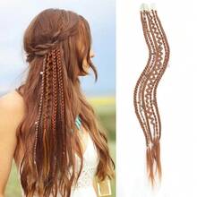 6pcs/Set Extensiones de Cabello Trenzado Sintético de 22 Pulgadas para Mujer con Clips, Adecuadas para Uso Diario y Peinados de Fiesta - Multicolor - Ver 6