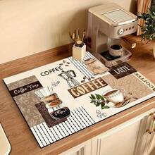 1pc Coffee Machine Mat - Non-Slip, Washable Diatomite Drying Pad, Suitable For Countertops And Kitchens, Absorbent And Drainable, Natural And Hygienic, Essential For Home And Kitchen Decor, Also Part Of Your Cozy Autumn/Winter And Christmas Decoration - Multicolor - View 2