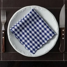 Guardanapo Xadrez Kit 50 De Tecido Fio Tinto Festa Junina - Azul - Visão 4