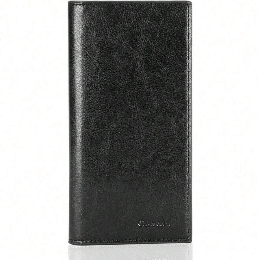 Premium Leather Checkbook Cover For Men And Women Checkbook Holder Wallet RFID Blocking - 黑+ - 查看 1
