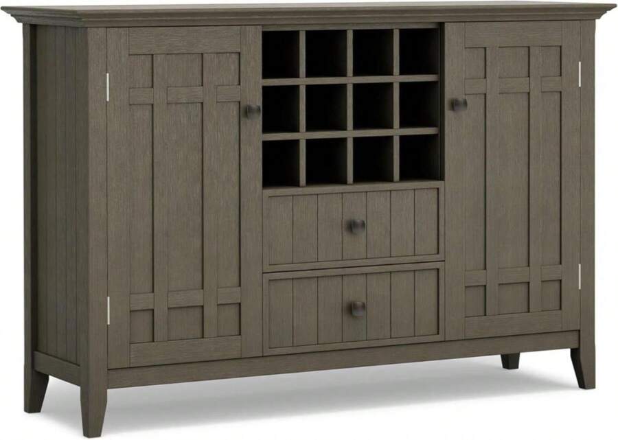 SIMPLIHOME Bedford Buffet - 54 Inch Wide Solid Wood 3-Door Sideboard Buffet In Dark Tobacco Brown, Transitional Storage Cabinet For Dining Room Or Kitchen With Adjustable Shelves And Drawers - Màu E - Xem 1
