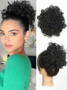 Women's Messy Bun Scrunchie Ponytail Hair Piece, Elastic Drawstring Loose Bun Wig, Suitable For Thin Hair, High Temperature Synthetic Fiber Bun Extension, Natural Black - Multicolor - View 15