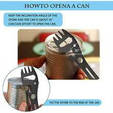 1件装多功能露营叉勺 - 包括勺子、叉子、指南针、开瓶器、开罐器、扳手、剥线钳、鱼鳞刮刀和尺子，一体式紧凑型不锈钢工具 - 彩色 - 查看 12