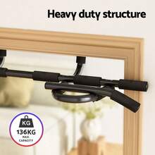 Everfit Pull Up Bar 104CM Doorway Chin Up Horizontal Bar Gym - màu đen - Xem 6