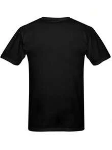 (Single Pack) Pair Of Lions Matching T-Shirt For Couples, Casual Version, Short Sleeve Top, Perfect For Him And Her Valentine's Day Or Christmas Gift Couple Style T Shirt For Men And Women Casual Daily Wear - 男士黑色 - 查看 3