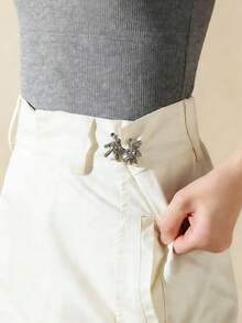 2/4颗可爱卡通熊牛仔纽扣，金属材质，可拆卸免钉免缝腰带，多功能牛仔裤腰部收紧器，完美腰部装饰配件，节日/情人节礼物，金色/银色/黑色/青铜色