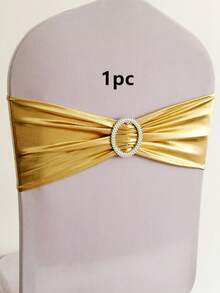 1件/6件/10件/20件装奢华闪亮金色弹力氨纶椅背带，金属椅背蝴蝶结圆扣，适用于婚礼、家居、派对、宴会、餐厅、酒店接待活动、通用仪式椅背装饰 - 金色 - 查看 11