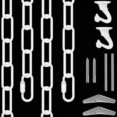 Kit de cadena colgante de 12 pies de alta resistencia con candados de conexión y ganchos de techo para colgar accesorios, araña, lámpara colgante, linterna, planta/flor/cesta de frutas, comedero de pájaros (Blanco), 40254299