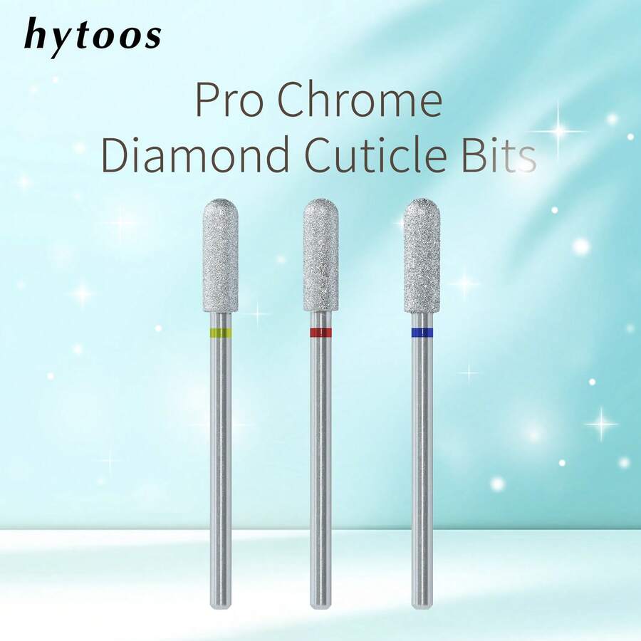hytoos 镀金刚石指甲钻头，专业俄式光滑顶圆柱形去茧指甲钻头，用于去除死皮，指甲护理准备工具