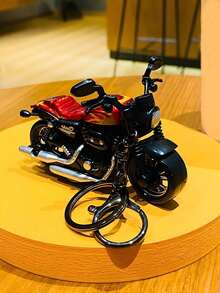 1个酷炫合金摩托车造型钥匙扣，创意汽车钥匙链吊坠，包包挂饰，独特情侣礼物，可活动 - 彩色 - 查看 4