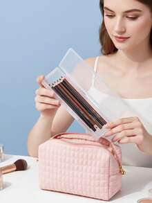 2-Layer Detachable Nail Art Tool Box, Nail Brush & Accessory Storage Case - Clear - View 6